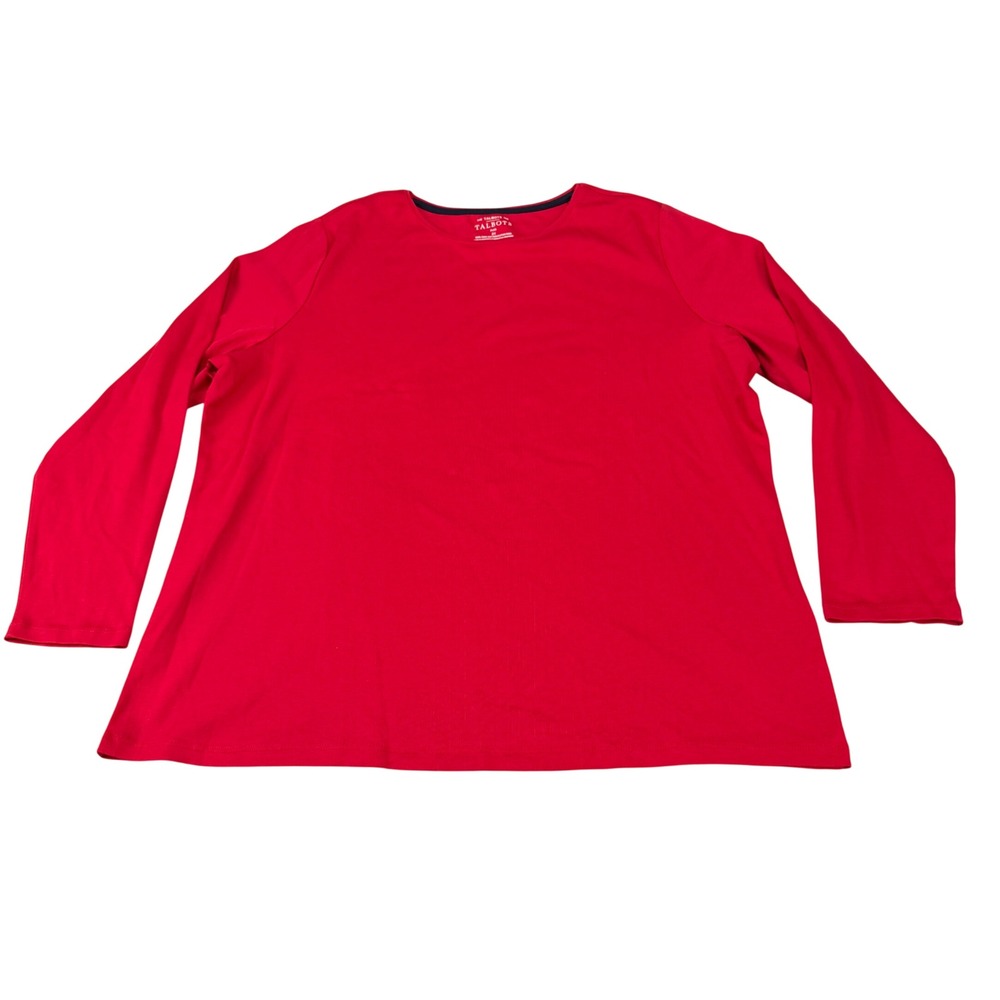 Talbots Tee Plus Red Long Sleeve Pima Cotton Crew Neck Top 2X New MSRP $44